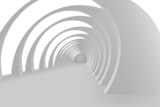 Fototapeta Do przedpokoju - Abstract gray-white geometric pattern with arches.Arched corridor, tunnel. Vector. 3D illustration