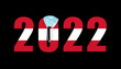 2022 with flag of Austria and medical mask for protection against covid on black background