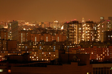 Wall Mural - Russia, Moscow, October 27, 2021: Night Moscow, Russia. Altufevo area.