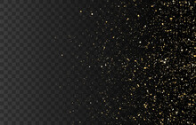 Gold Glitter Texture, Gold Confetti, Isolated Gold Dust Particles. Golden Abstract Particles. Explosion Of Confetti With Sparkles. Vector Illustration. Festive Christmas Background. Isolated On Png.