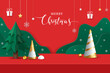 Merry Christmas banner studio table room product display with copy space