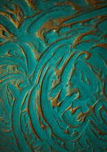 Beautiful Turquoise Background With Gold Pattern Close-up