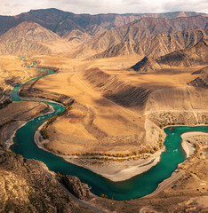 Sticker - Aerial view of a river and sandy dunes in summer