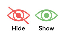 Set of hide show eye icon isolated on white background.