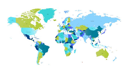  World map. Color vector modern. Silhouette map.