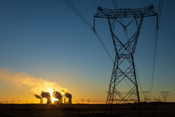 sunrise over lethabo coal power station
