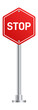 © LadadikArt - Stop road sign. Red hexagonal board on metal pole