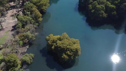 Sticker - Toma aerea del lago de camecuaro, michoacan