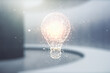 © Pixels Hunter - Double exposure of creative light bulb hologram on empty modern office background, research and development concept