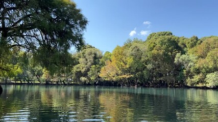 Canvas Print - Toma aerea del lago de camecuaro, michoacan