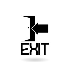 Sticker - Exit door icon with shadow isolated on white background 