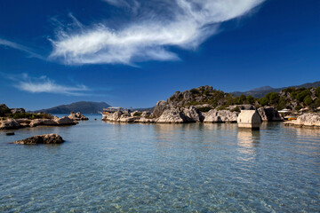 Wall Mural - Kekova is also a region located in the sunken city. Simena ancient city, Kalekoy, Kekova, Antalya, Turkey.