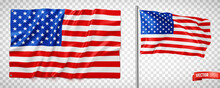 Vector Realistic Illustration Of The United States Of America Flags On A Transparent Background.