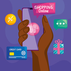 Poster - smartphone and shopping online app