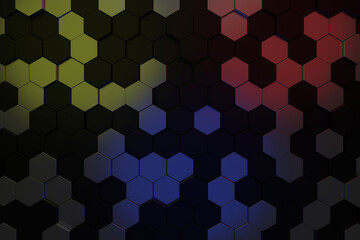 Wall Mural - abstract background of hexagon. 3d wallpaper design. 3d rendering.