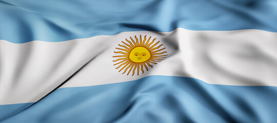 Wall Mural - Waving flag concept. National flag of the Argentine Republic. Waving background. 3D rendering.