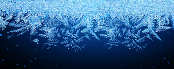 Sticker - Icy, Frosty Pattern on the Window Glass. Background for Christmas and New Year. Macro. Close Up