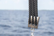 Rope pulley system on a boat