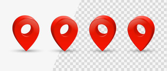 Fototapete - 3D location pointer icon, Isometric red map pointers icons - place location and destination symbols - Pin marke map 3d icon