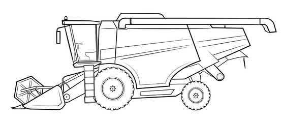 Wall Mural - Harvesting machine combine - vector illustration of a vehicle.