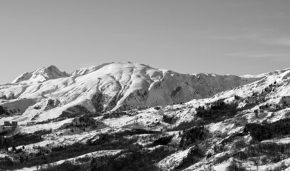 Poster - photograph of the Maurienne valley. Snowy mountain photography