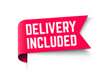 Delivery Included, Red Banner Design Template, On All Orders, Sale Tag, Vector Illustration