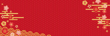 和柄花模様と麻の葉文様の赤色背景
