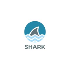 Shark fin logo design inspiration vector template. Wild beach illustration