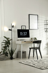 Sticker - Stylish room interior with comfortable workplace. Home office