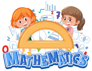 Sticker - Math icon with kids and math tools