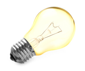 Wall Mural - Modern glowing lamp bulb on white background