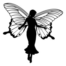 A Fairy In Silhouette With Butterfly Wings