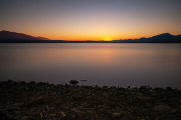 Wall Mural - Lake sunrise landscape. Water reservoir Liptovska Mara at Slovakia