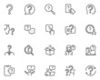 Set of Vector Line Icons Related to Question. Question Mark, Surprised Man, Dialog, Search for Answers. Editable Stroke. 48x48 Pixel Perfect.
