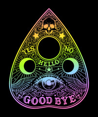 Ouija Planchette Board graphic illustration