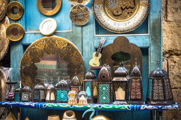 Wall Mural - colorful lamps are selling at khan el kalili market in cairo, Egypt