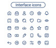 Simple small line icons set. Rounded mini vector icons. Pixel perfect. Editable stroke.