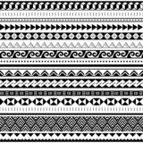 Fototapeta Kuchnia - Polynesian tribal geometric seamless vector pattern set, Hawaiian traditional design collection inspired by Maori tattoo art
