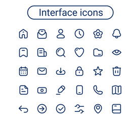 Wall Mural - simple small line icons set. rounded mini vector icons. pixel perfect. editable stroke.
