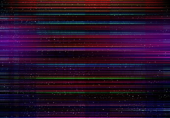Leinwandbilder - Glitch effect color distortion monitor, screen lines and pixel noise. Broken screen, computer display failure or problem or TV analog signal loss vector background with RGB pixels lines distortion