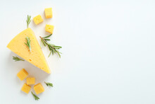 Concept Of Cooking Eating With Hard Cheese On White Background