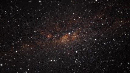 Wall Mural - camera flying through the clouds and star field in outer space. animation of flying through glowing 