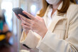 © tonefotografia - Young woman is wearing protective mask in metro , covid-19 protection , safety travel , new normal , social distancing , safety transportation , travel under pandemic concept