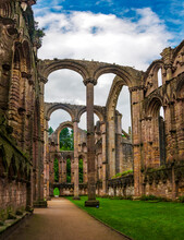 Ruins Of Fountains Abbey In North Yorkshire, England