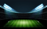 Fototapeta Sport - ライトアップされた夜のサッカースタジアム
