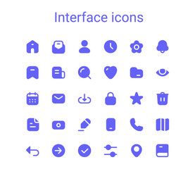 Wall Mural - simple small solid icons set. rounded mini vector icons. pixel perfect.