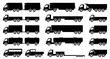 Set of silhouettes of trucks. Vector illustration.