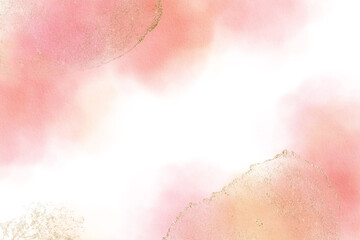 Wall Mural - soft pink watercolor abstract background with gold elements