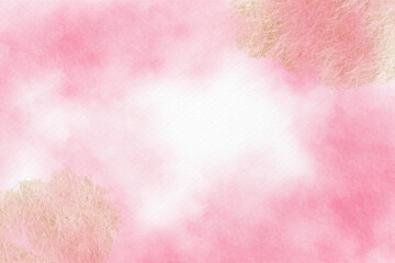 Wall Mural - soft pink watercolor abstract background with gold elements