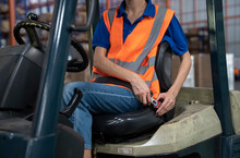 Safety First On Forklifts In Factory.